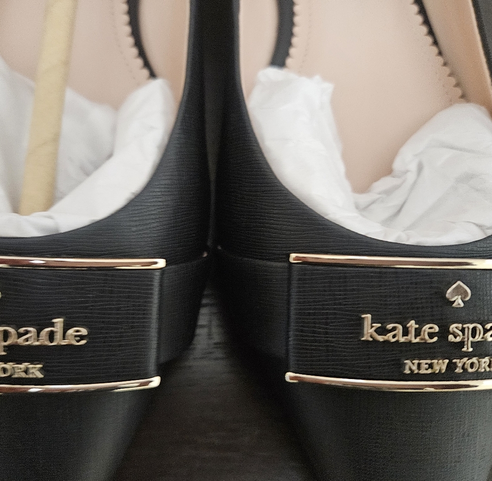 Kate Spade Black Loafers with Gold Trim